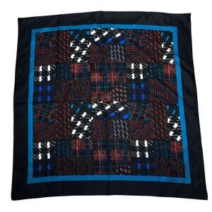 Christian Dior Vintage Blue Plaid Silk Square Scarf